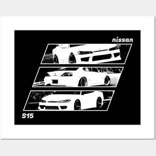 NISSAN SILVIA S15 Black 'N White Archive 2 (Black Version) Posters and Art